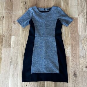 J. Crew Gray and Black Color Block Midi Dress Size 6